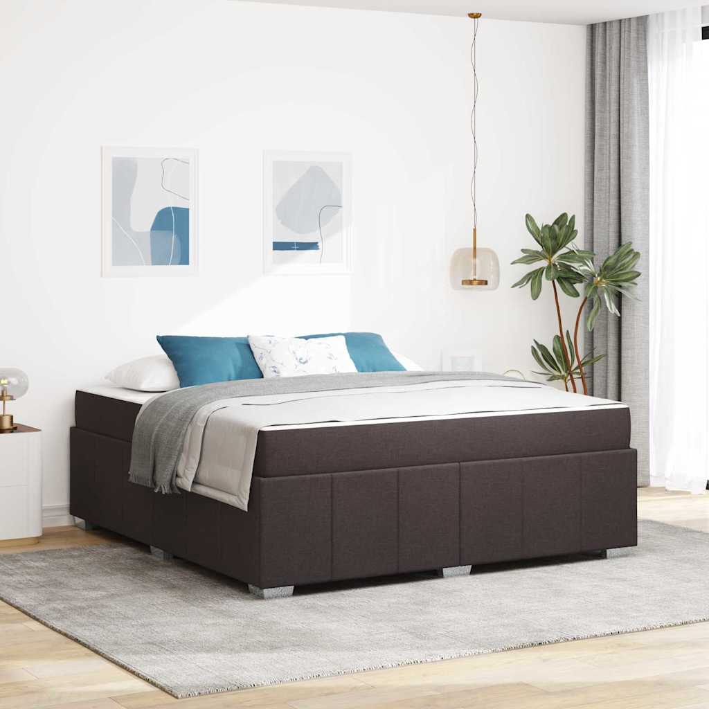 Cadre de lit avec matelas Marron foncé 180 x 200 cm tissu
