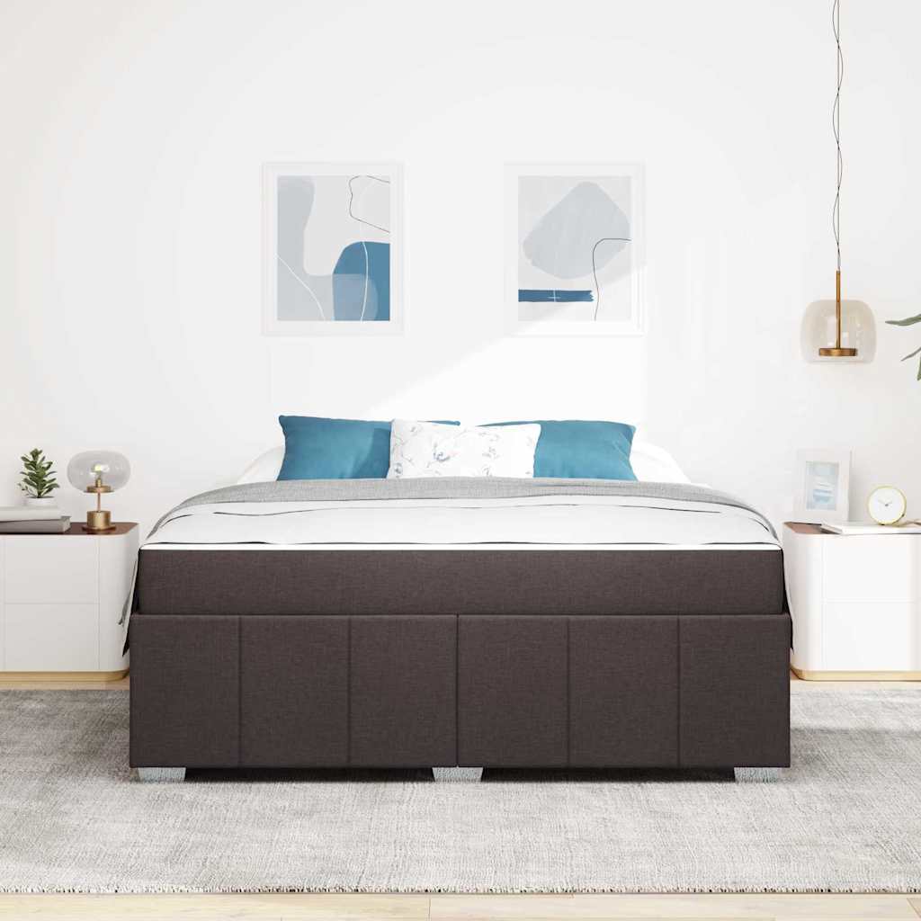 Cadre de lit avec matelas Marron foncé 180 x 200 cm tissu