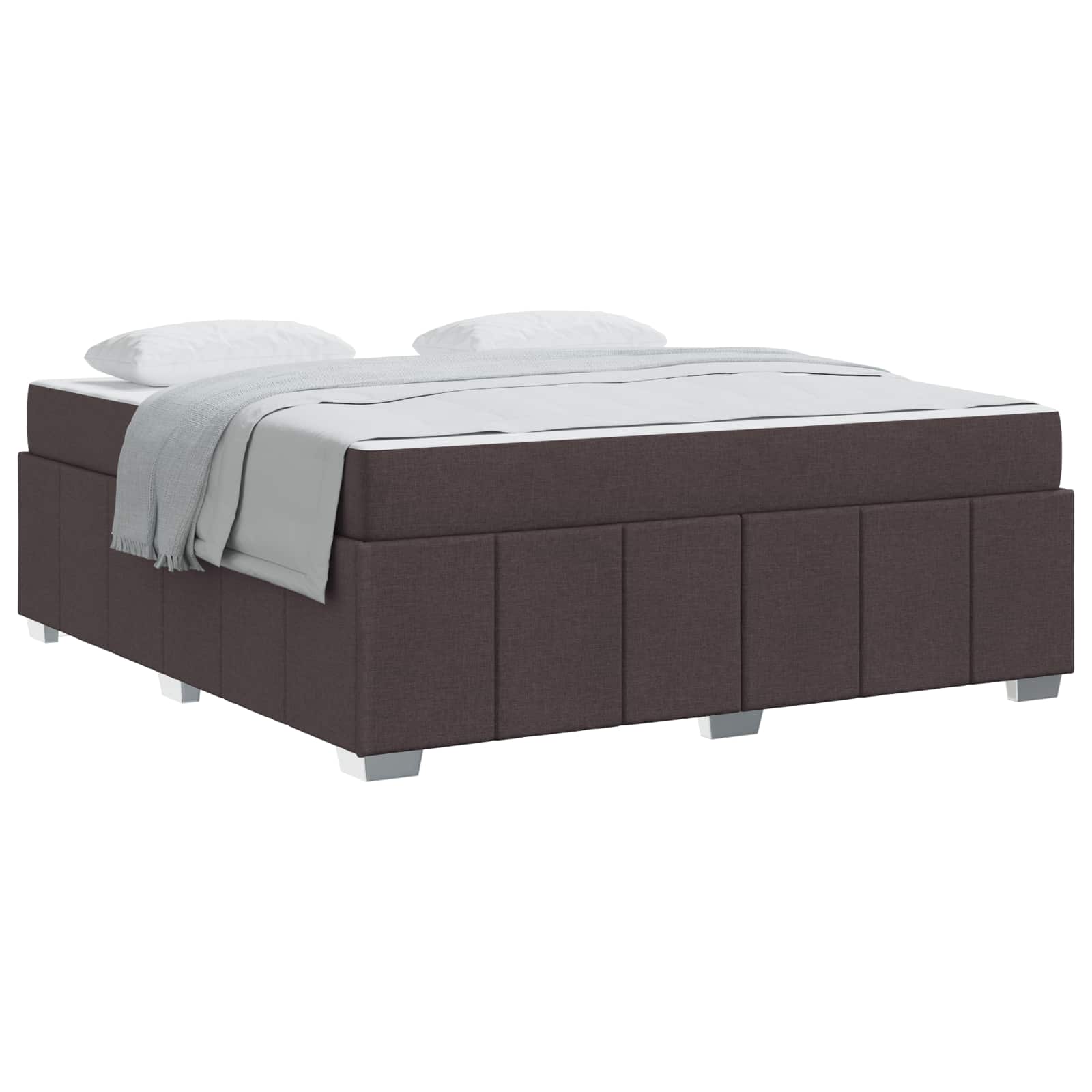 Cadre de lit avec matelas Marron foncé 180 x 200 cm tissu