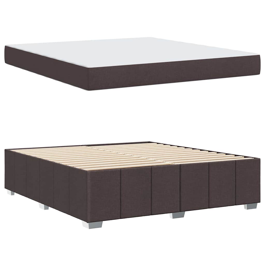 Cadre de lit avec matelas Marron foncé 180 x 200 cm tissu