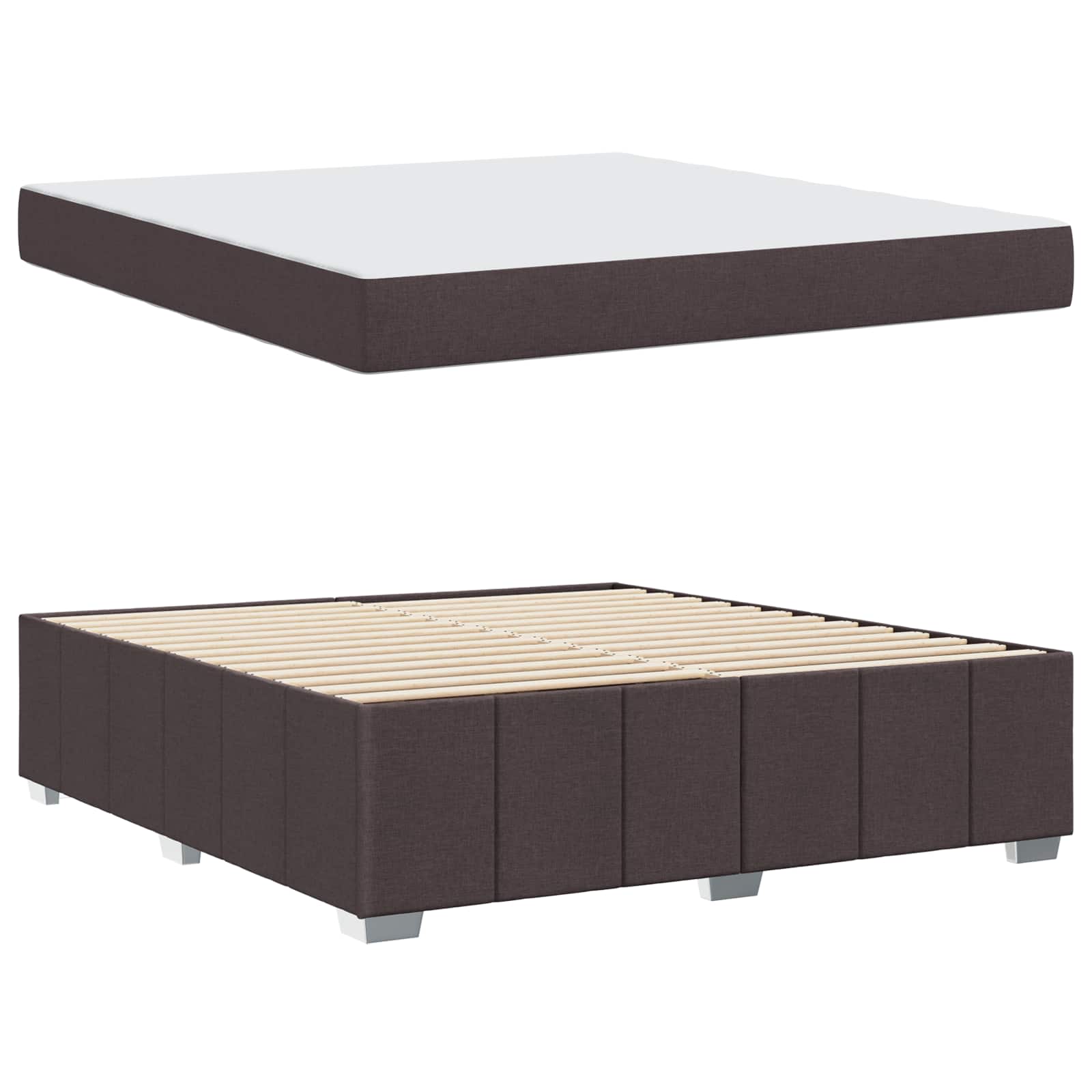 Cadre de lit avec matelas Marron foncé 180 x 200 cm tissu
