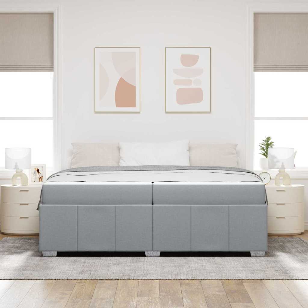 Cadre de lit avec matelas Gris clair 200 x 200 cm tissu - XIOS