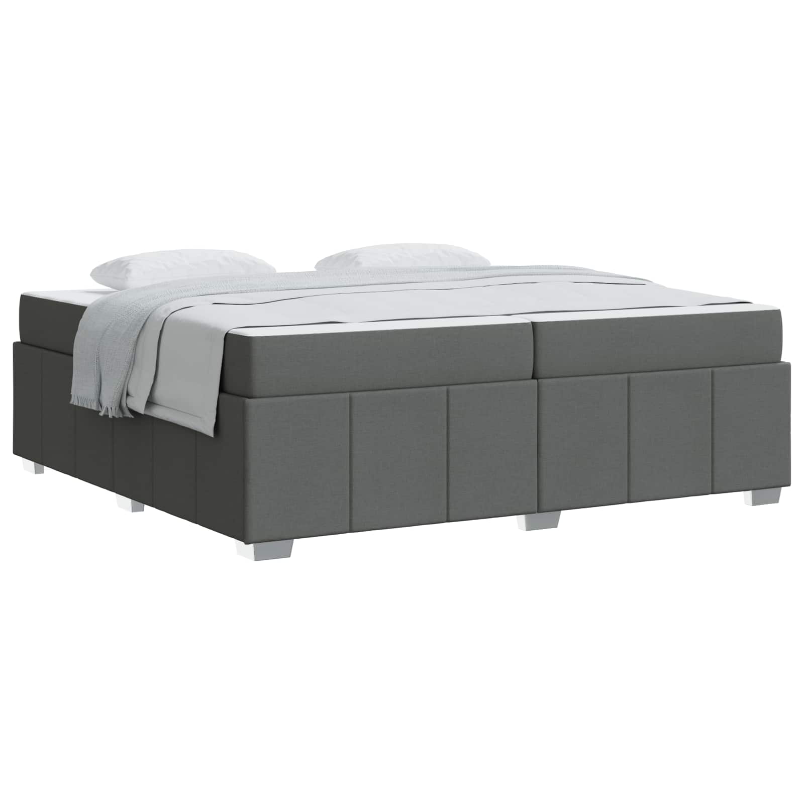 Cadre de lit avec matelas Gris foncé 200 x 200 cm tissu - XIOS
