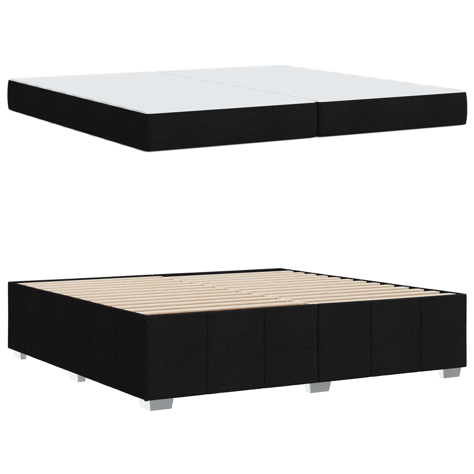 Cadre de lit avec matelas Noir 200 x 200 cm tissu - XIOS