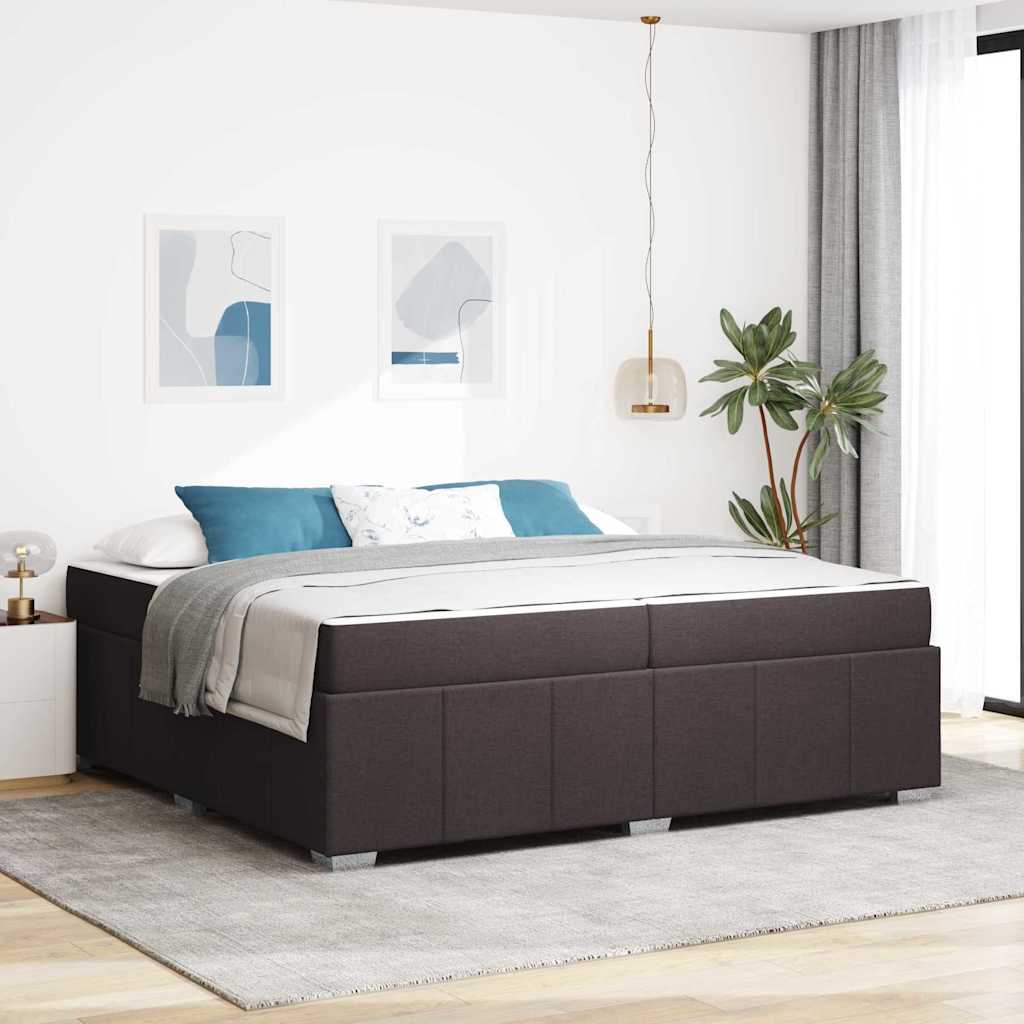 Cadre de lit avec matelas Marron foncé 200 x 200 cm tissu - XIOS