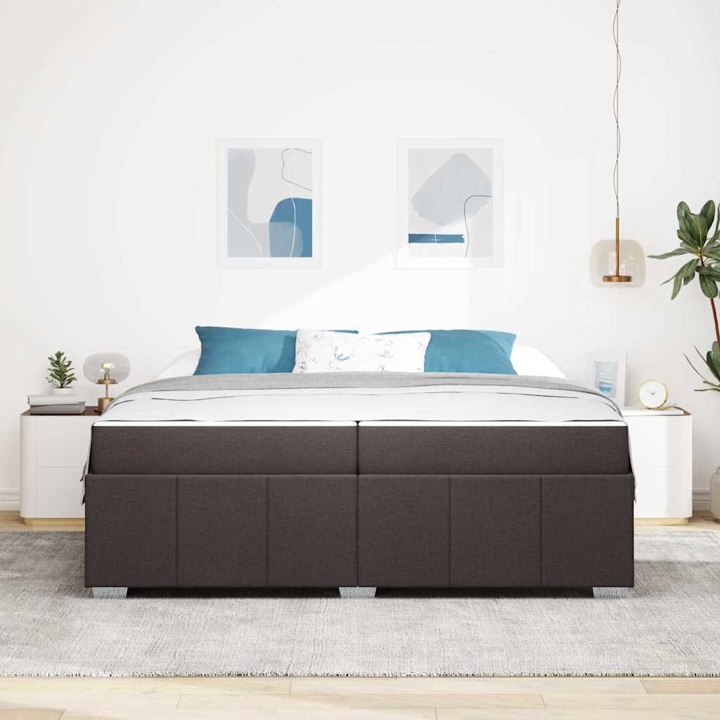 Cadre de lit avec matelas Marron foncé 200 x 200 cm tissu