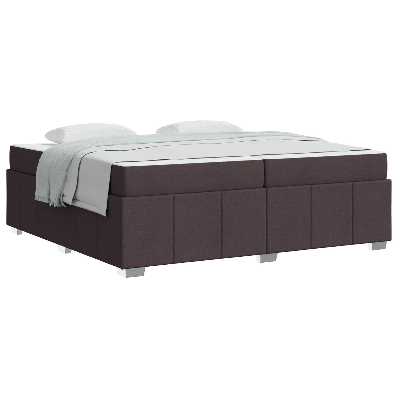 Cadre de lit avec matelas Marron foncé 200 x 200 cm tissu - XIOS