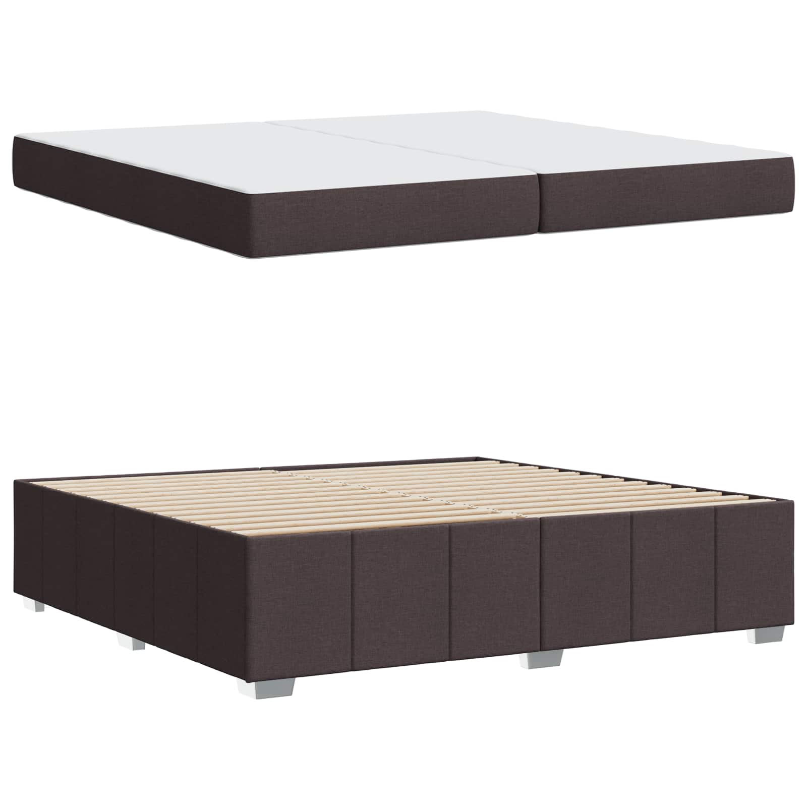 Cadre de lit avec matelas Marron foncé 200 x 200 cm tissu - XIOS