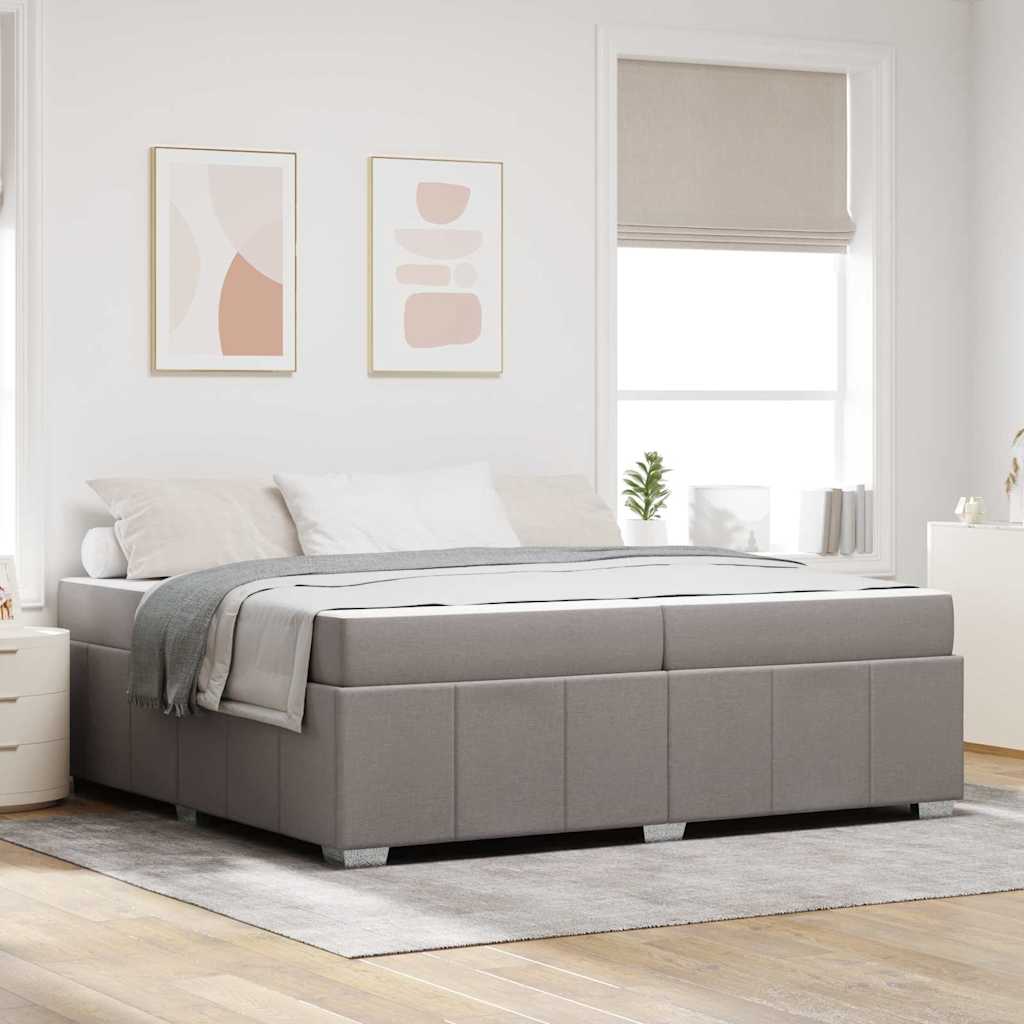Cadre de lit avec matelas Taupe 200 x 200 cm tissu - XIOS