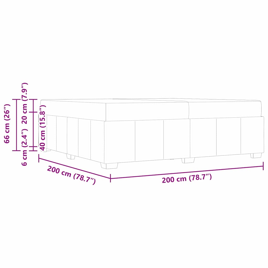 Cadre de lit avec matelas Bleu 200 x 200 cm tissu - XIOS