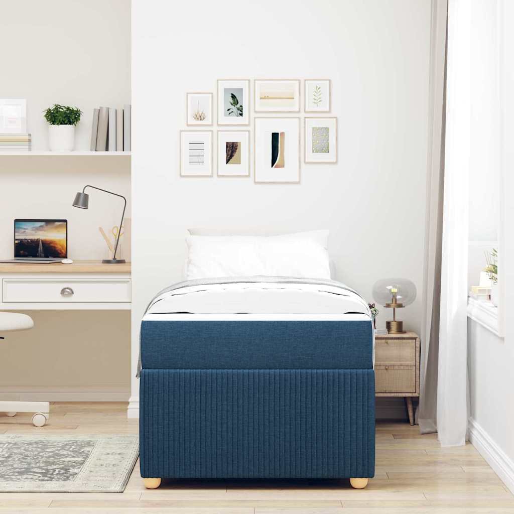Cadre de lit avec matelas Bleu 80 x 200 cm tissu - XIOS