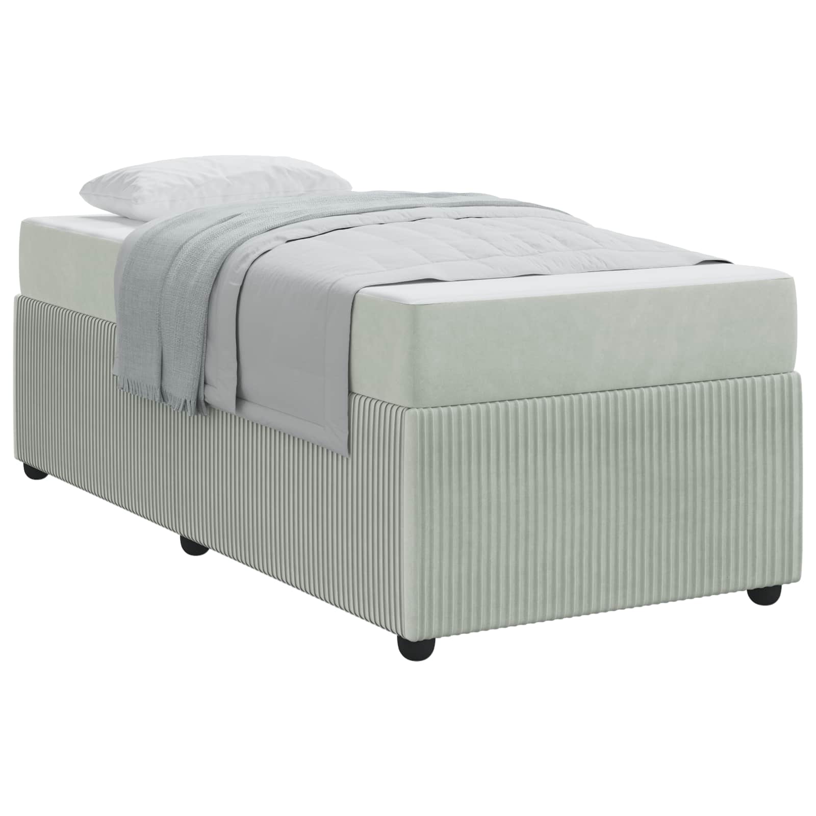 Cadre de lit avec matelas Gris clair 80 x 200 cm tissu - XIOS