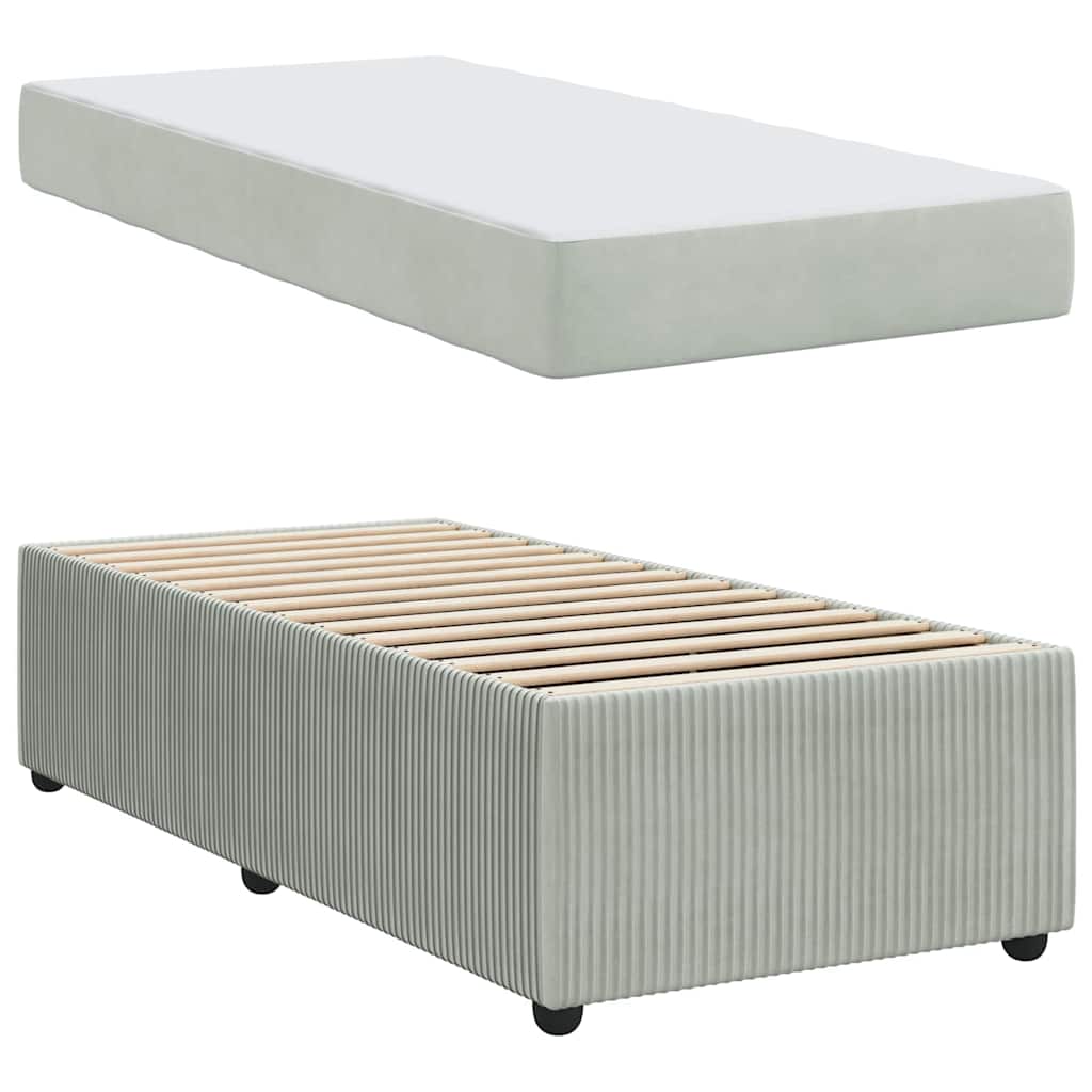 Cadre de lit avec matelas Gris clair 80 x 200 cm tissu - XIOS
