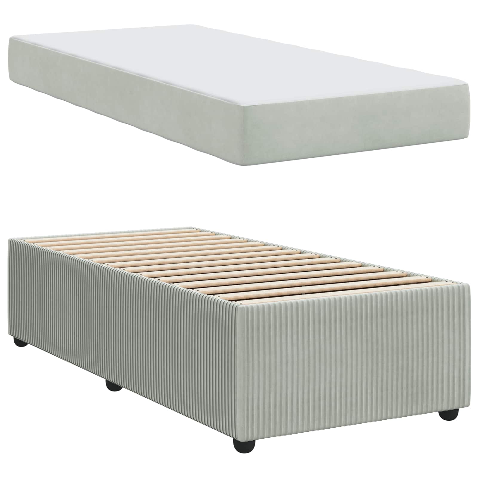 Cadre de lit avec matelas Gris clair 80 x 200 cm tissu - XIOS