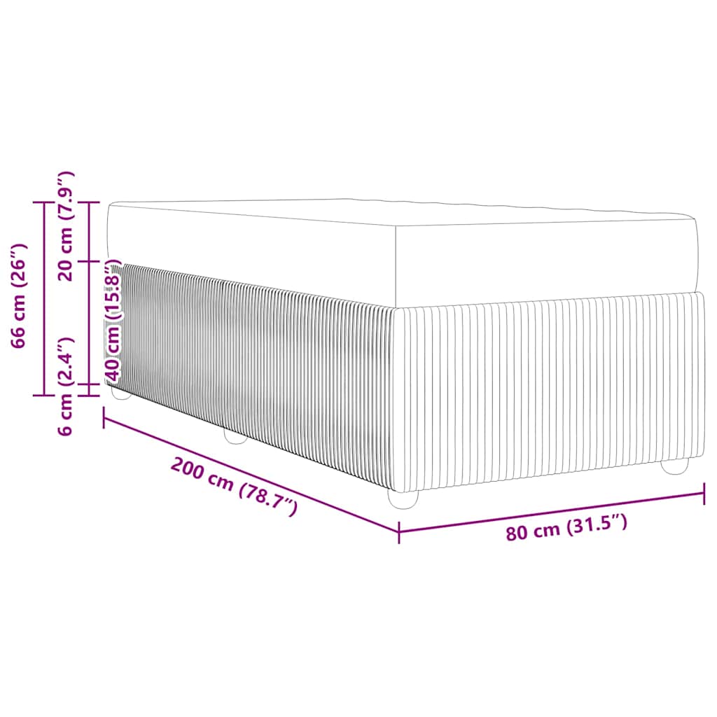 Cadre de lit avec matelas Gris foncé 80 x 200 cm Velours - XIOS