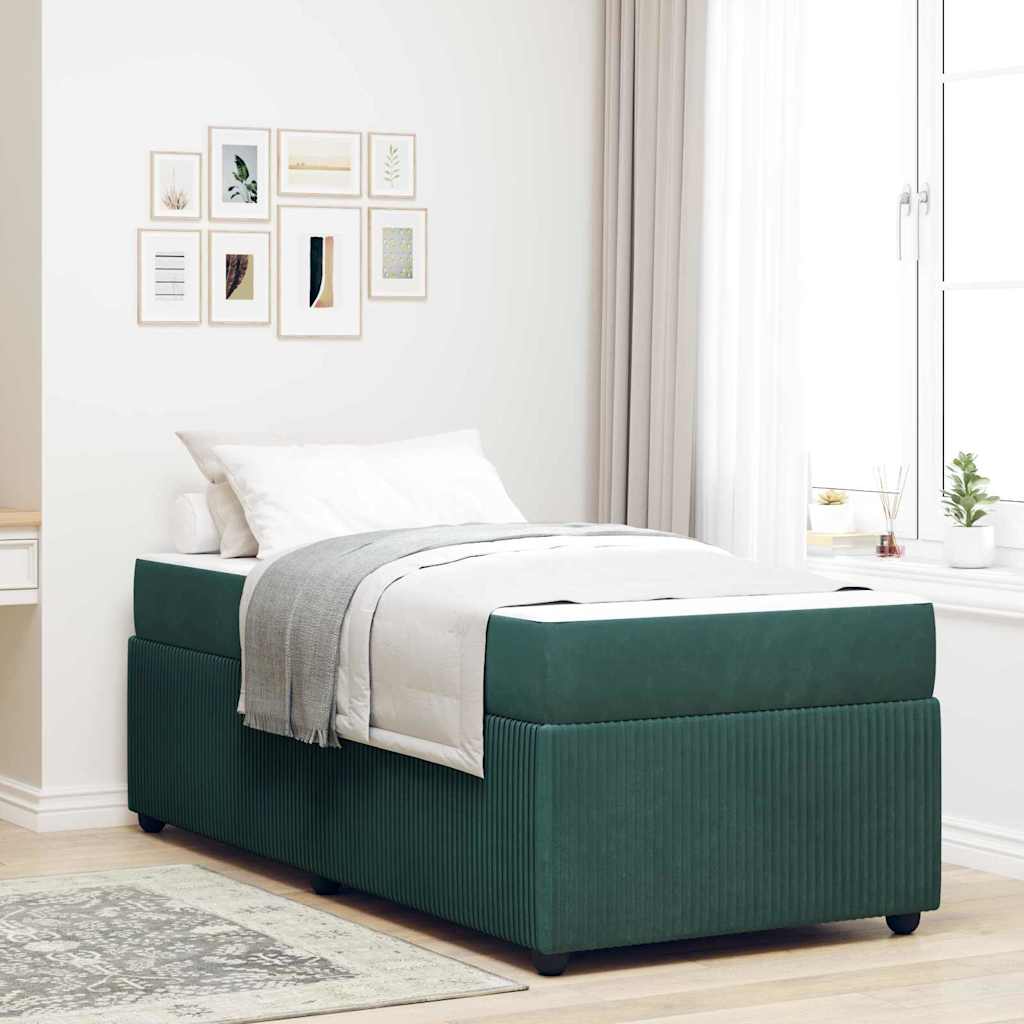 Cadre de lit avec matelas Vert foncé 80 x 200 cm tissu - XIOS