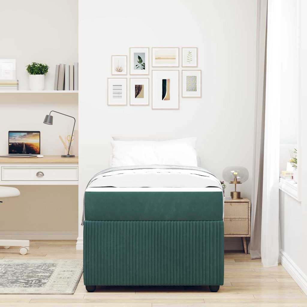 Cadre de lit avec matelas Vert foncé 80 x 200 cm tissu - XIOS