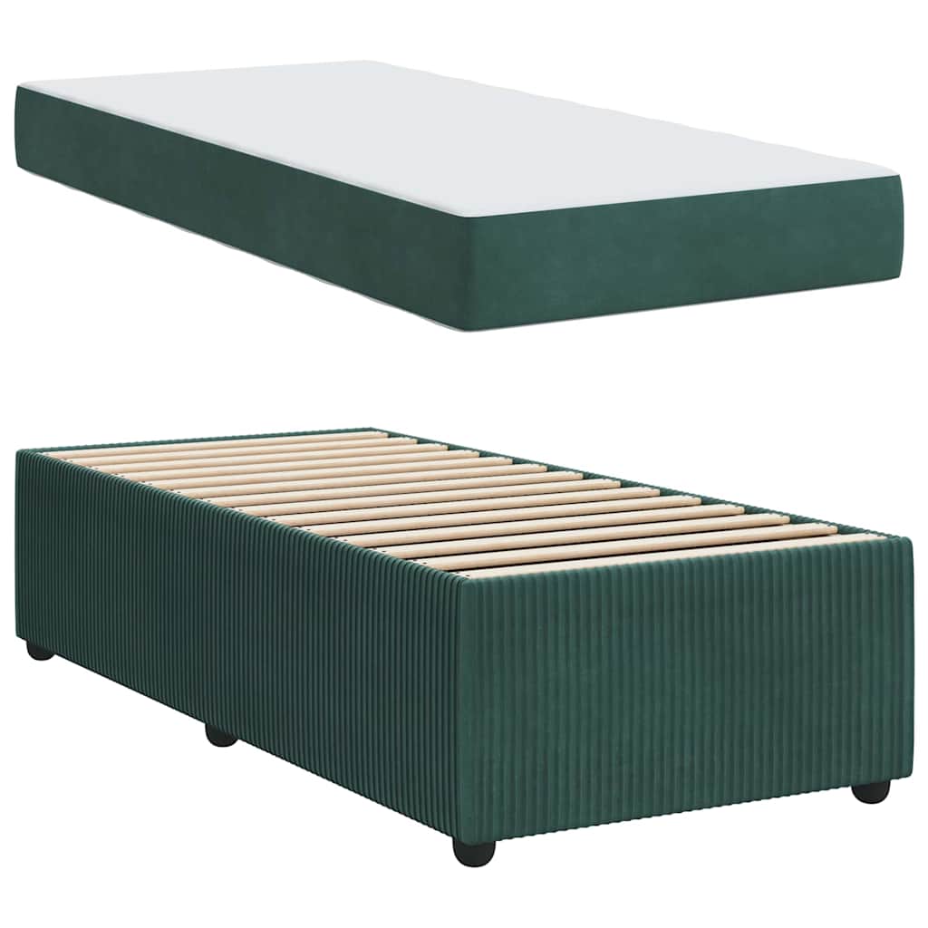Cadre de lit avec matelas Vert foncé 80 x 200 cm tissu - XIOS