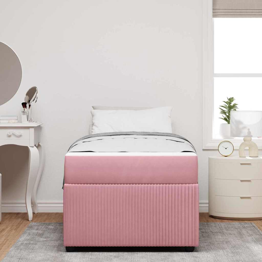 Cadre de lit avec matelas Rose 80 x 200 cm tissu - XIOS