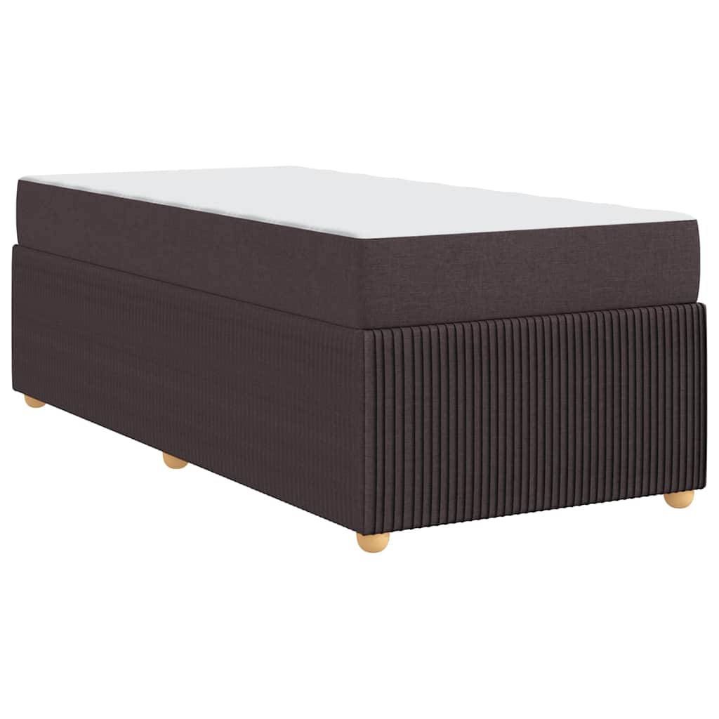 Cadre de lit avec matelas Marron foncé 90 x 190 cm tissu - XIOS
