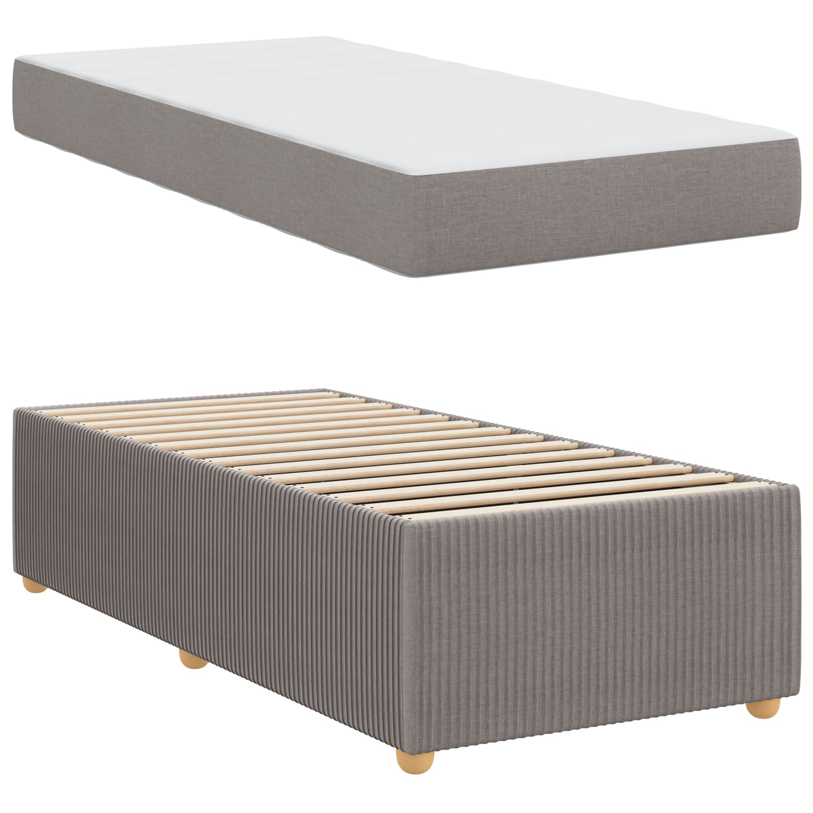 Cadre de lit avec matelas Taupe 90 x 190 cm tissu - XIOS