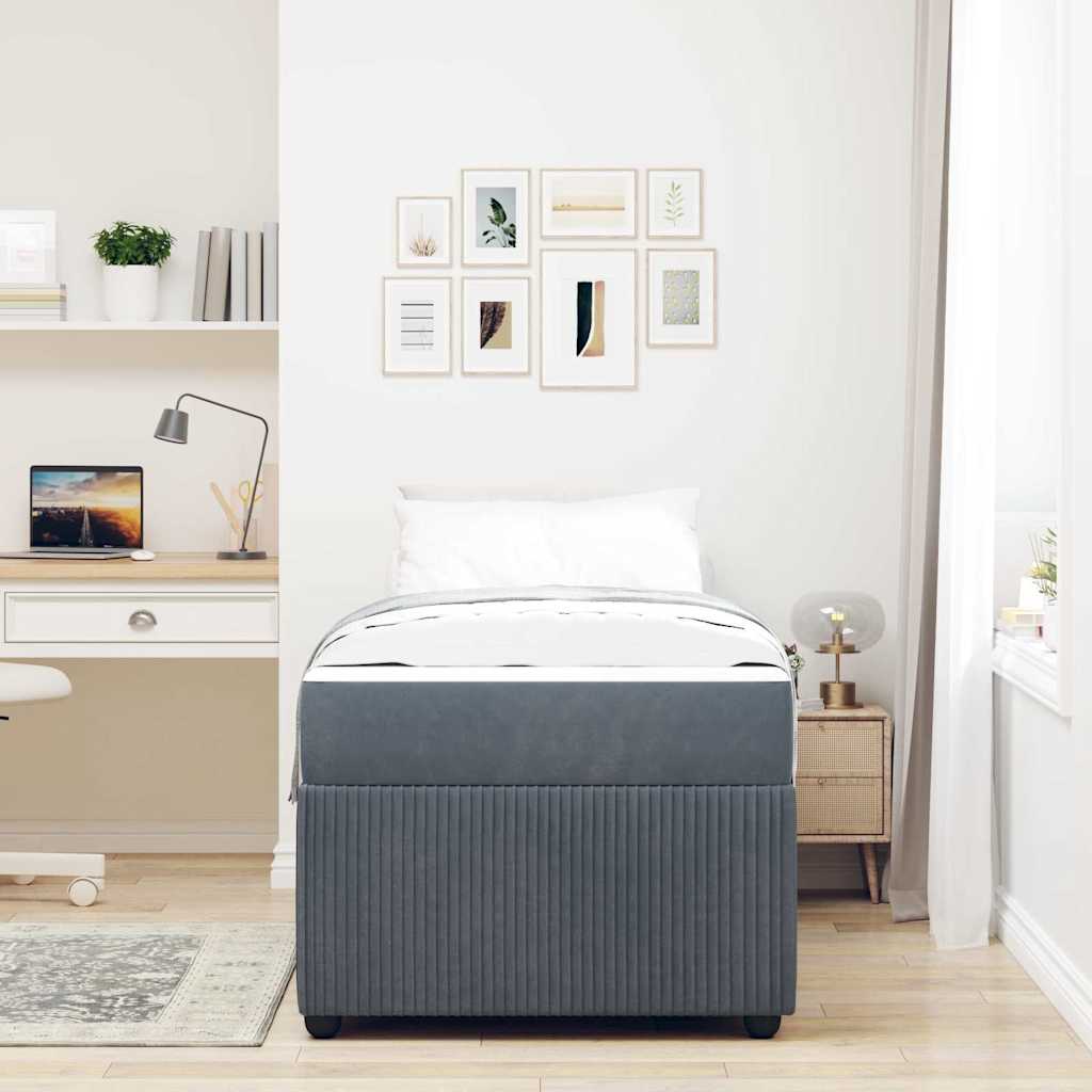 Cadre de lit avec matelas Gris foncé 90 x 190 cm Velours - XIOS
