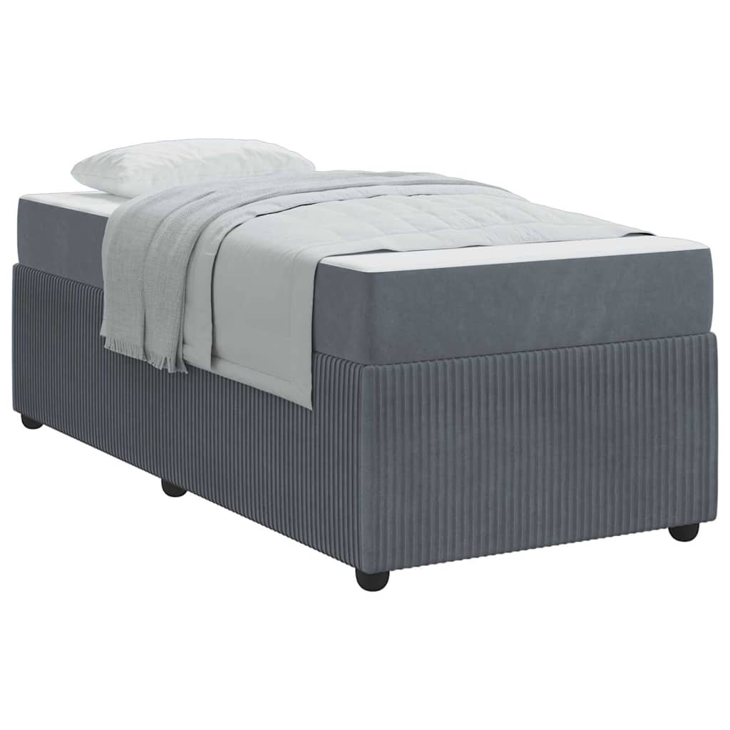 Cadre de lit avec matelas Gris foncé 90 x 190 cm Velours - XIOS