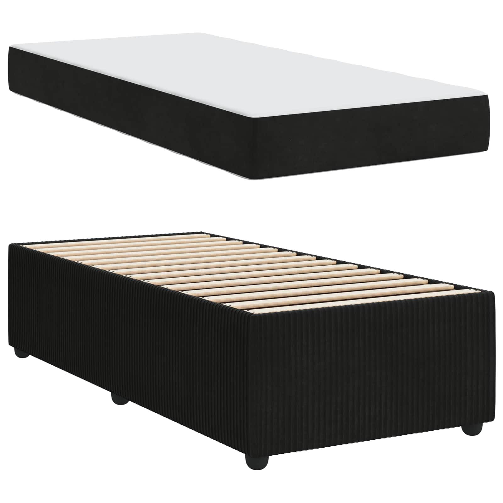 Cadre de lit Noir 90 x 190 cm tissu