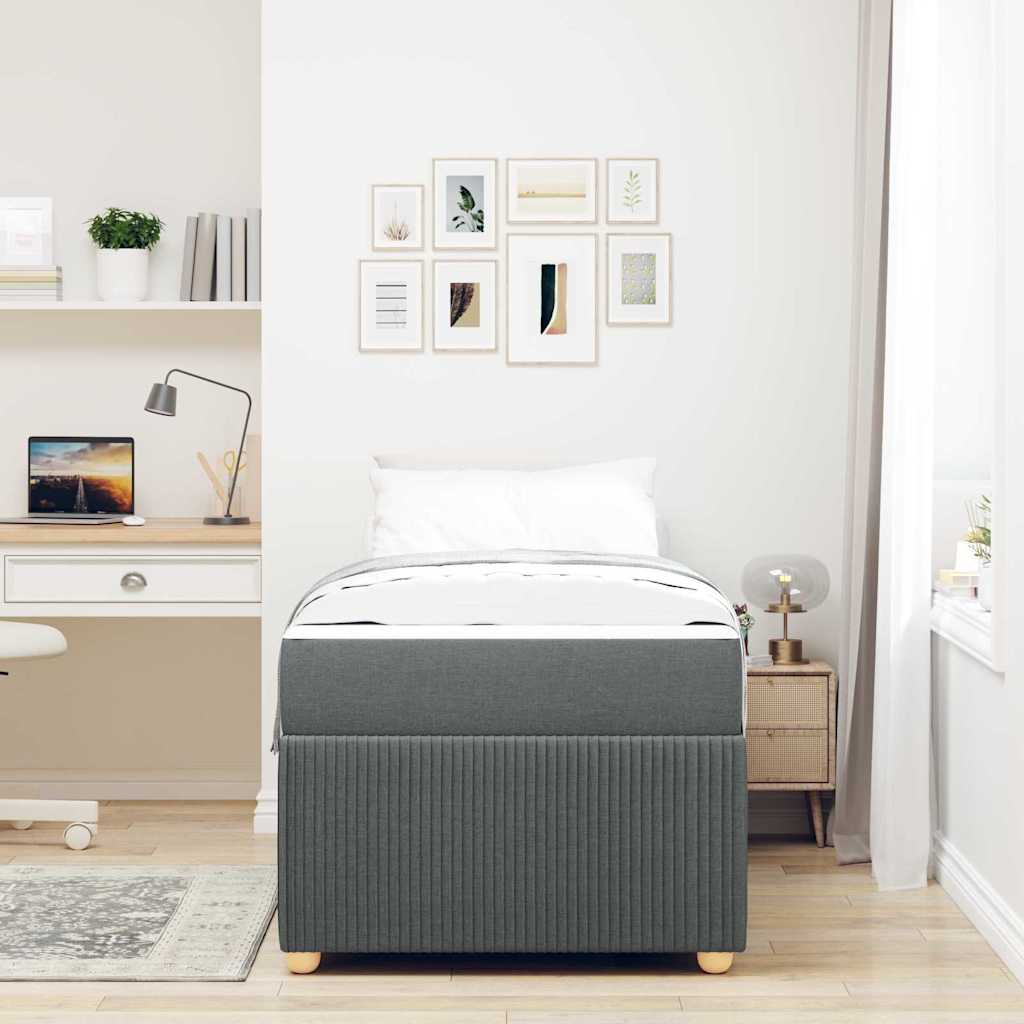Cadre de lit avec matelas Gris foncé 90 x 200 cm tissu - XIOS