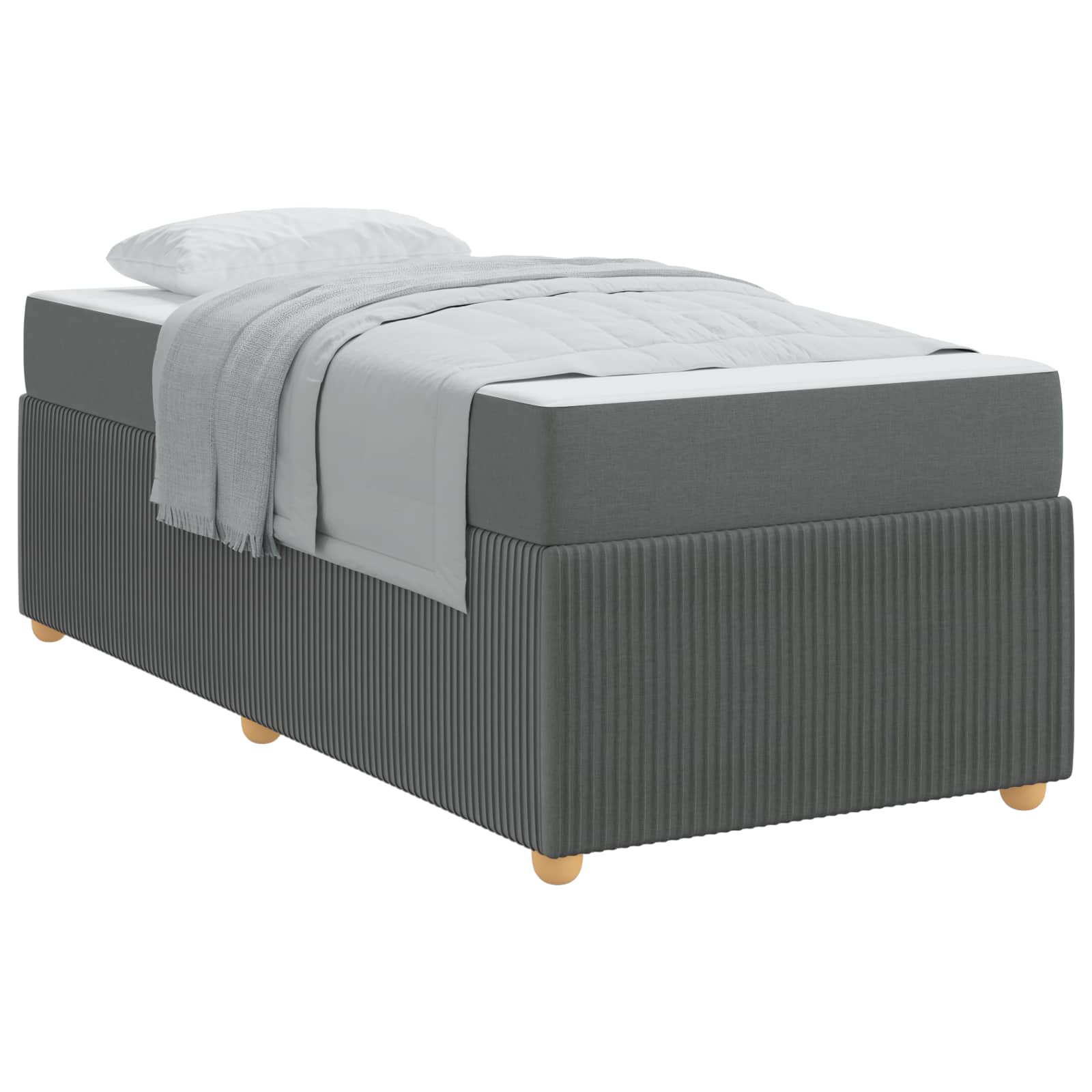 Cadre de lit avec matelas Gris foncé 90 x 200 cm tissu - XIOS