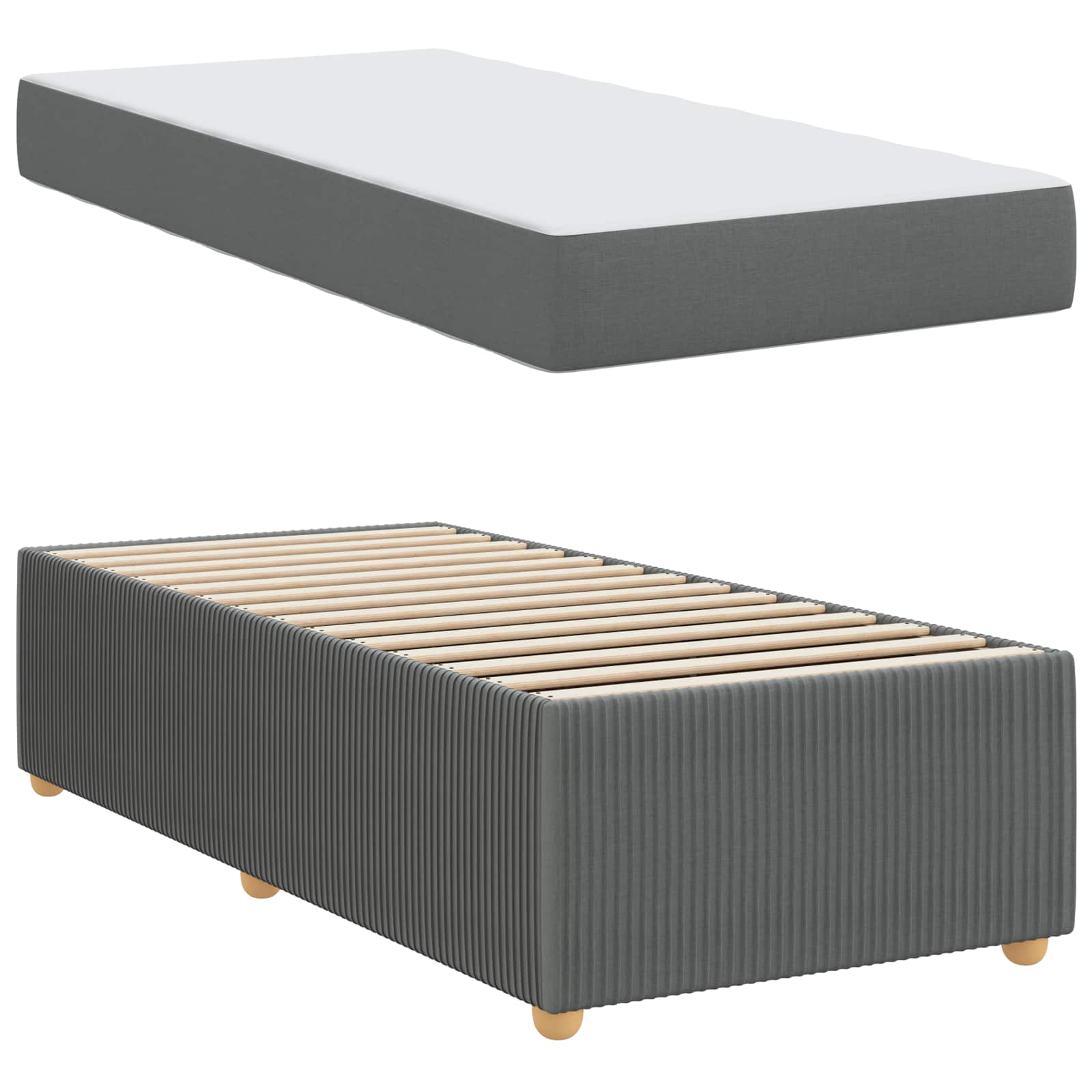 Cadre de lit avec matelas Gris foncé 90 x 200 cm tissu - XIOS