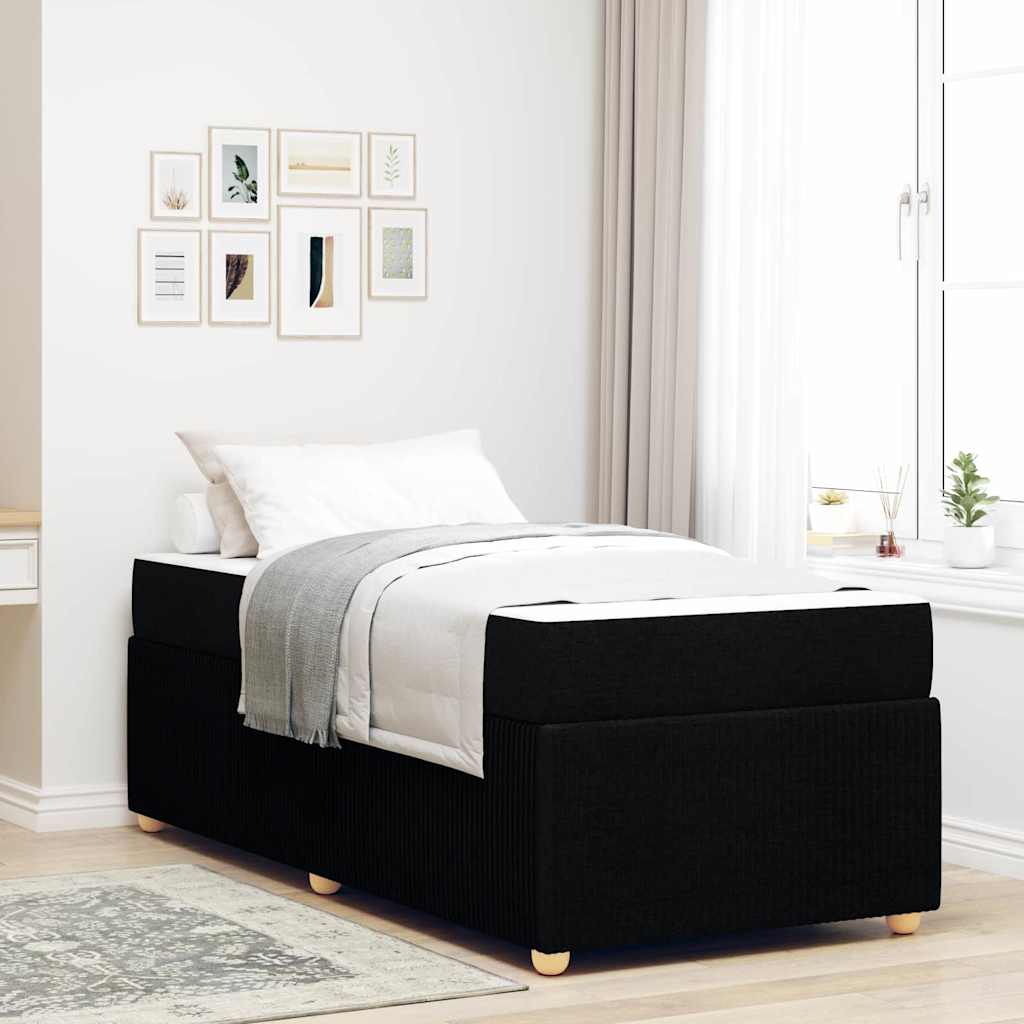 Cadre de lit avec matelas Noir 90 x 200 cm tissu - XIOS