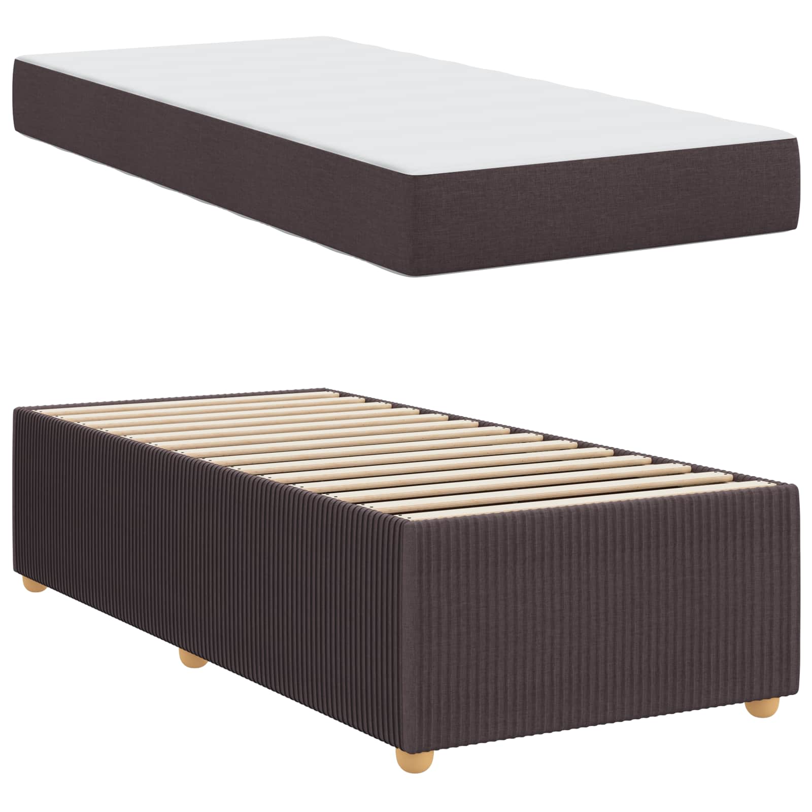 Cadre de lit avec matelas Marron foncé 90 x 200 cm tissu - XIOS