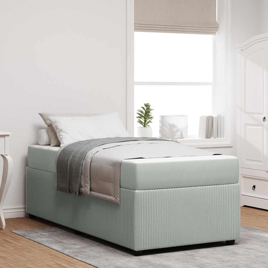 Cadre de lit avec matelas Gris clair 90 x 200 cm tissu - XIOS