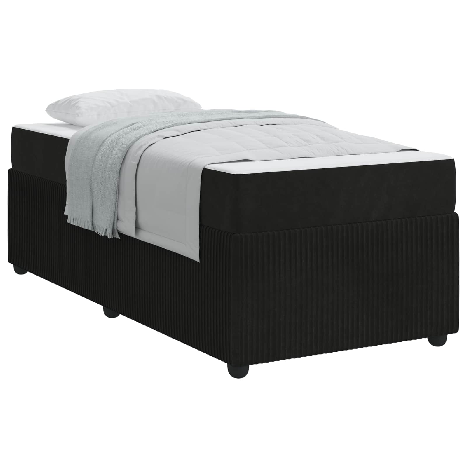 Cadre de lit avec matelas Noir 90 x 200 cm tissu - XIOS