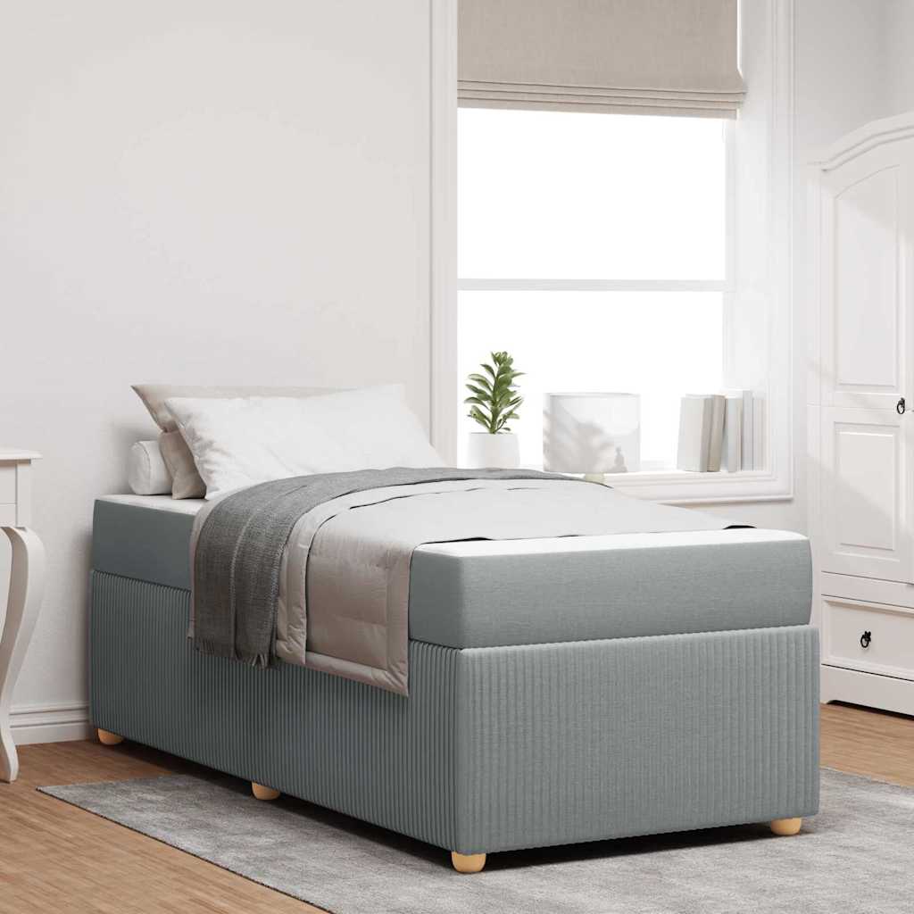 Cadre de lit avec matelas Gris clair 100 x 200 cm tissu - XIOS