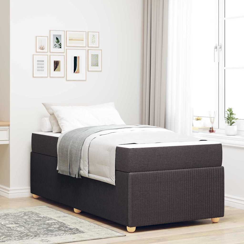 Cadre de lit avec matelas Marron foncé 100 x 200 cm tissu - XIOS