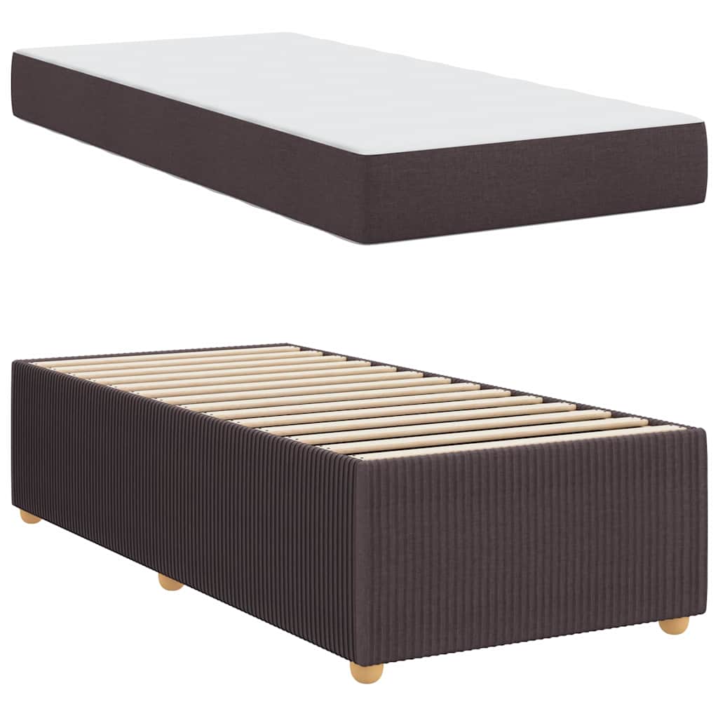 Cadre de lit avec matelas Marron foncé 100 x 200 cm tissu - XIOS