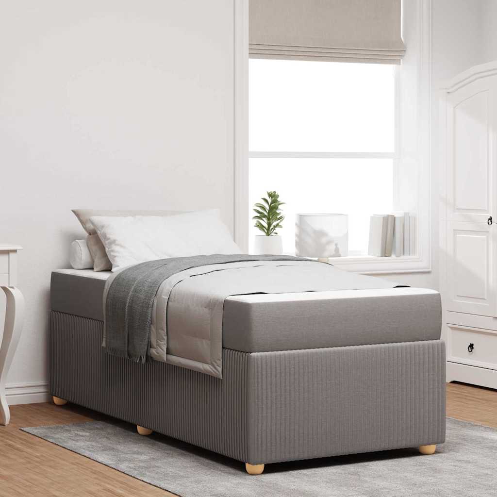 Cadre de lit avec matelas Taupe 100 x 200 cm tissu - XIOS
