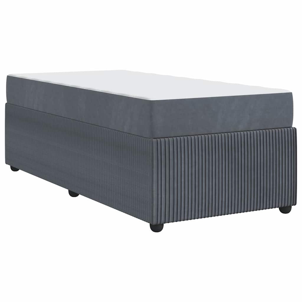 Cadre de lit avec matelas Gris foncé 100 x 200 cm Velours - XIOS
