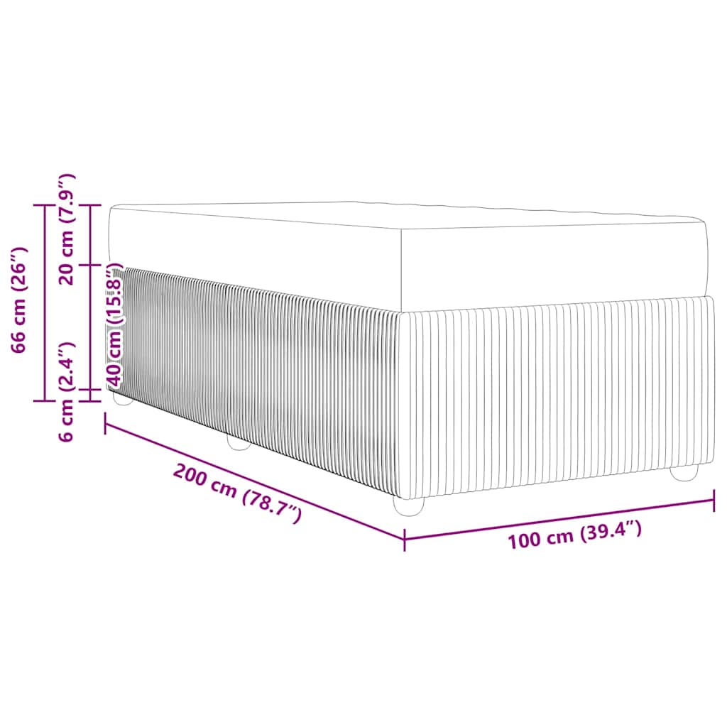 Cadre de lit avec matelas Gris foncé 100 x 200 cm Velours - XIOS