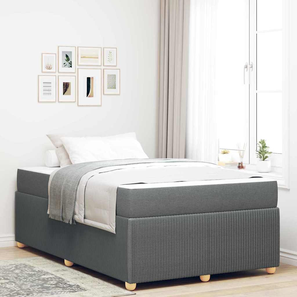 Cadre de lit avec matelas Gris foncé 120 x 190 cm tissu - XIOS