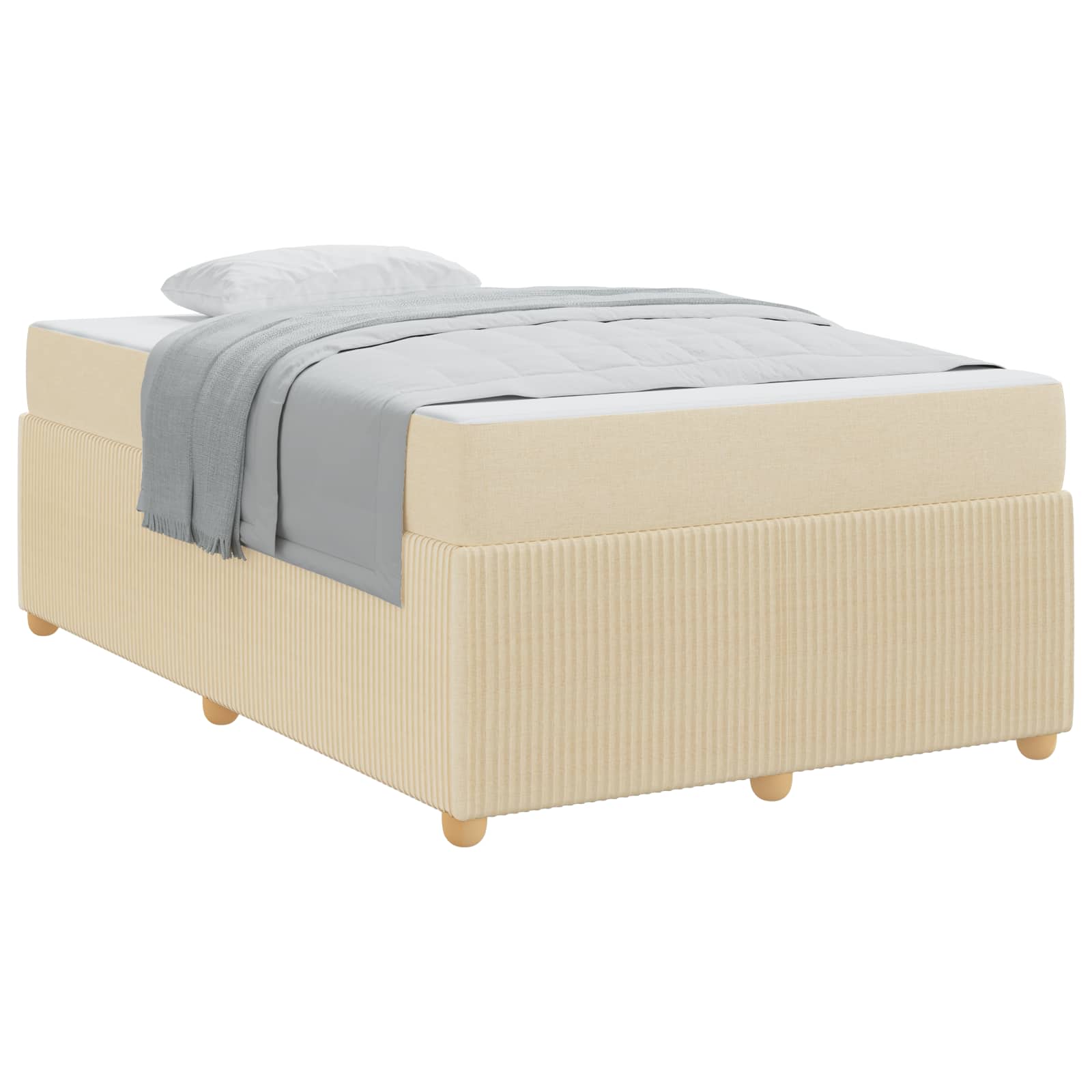 Cadre de lit avec matelas Crème 120 x 190 cm tissu - XIOS
