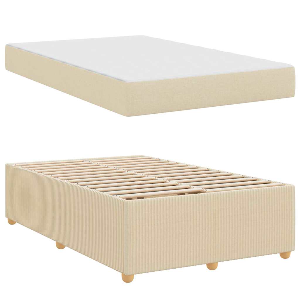 Cadre de lit avec matelas Crème 120 x 190 cm tissu - XIOS