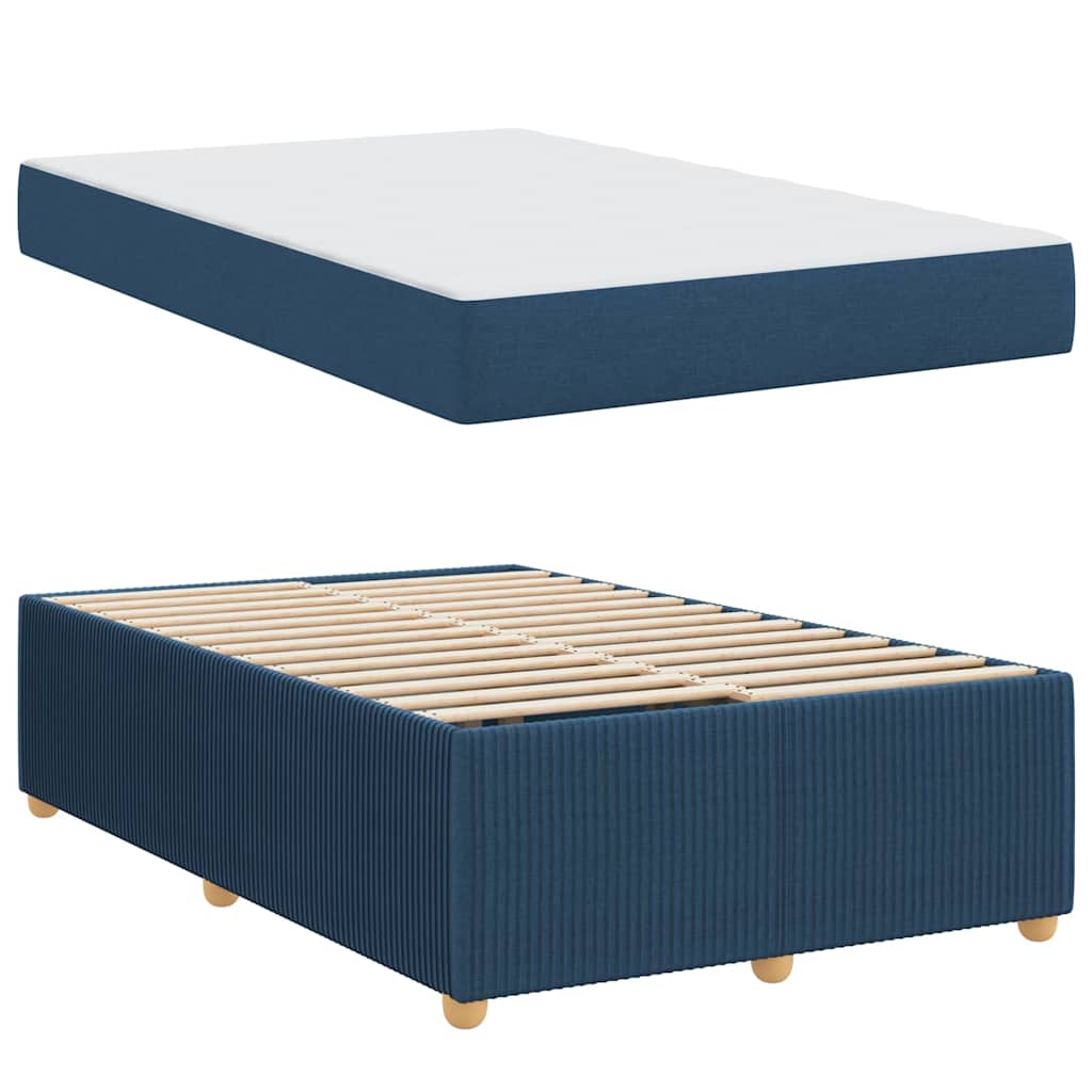 Cadre de lit avec matelas Bleu 120 x 190 cm tissu - XIOS