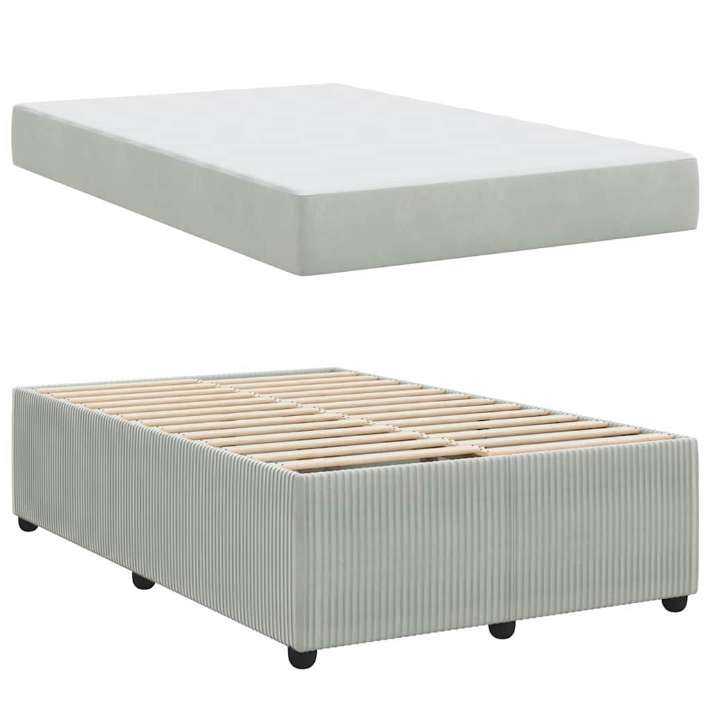 Cadre de lit avec matelas Gris clair 120 x 190 cm Velours - XIOS