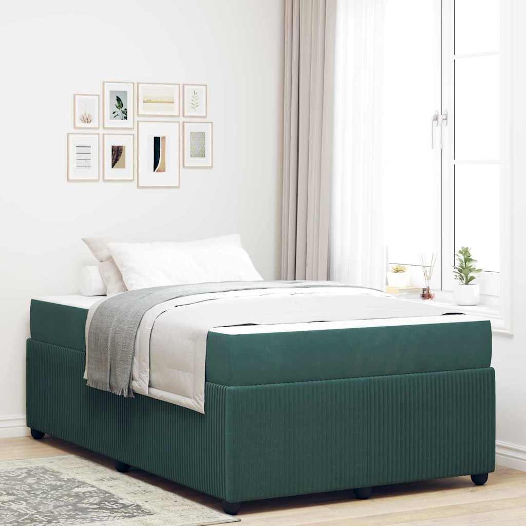 Cadre de lit avec matelas Vert foncé 120 x 190 cm tissu - XIOS