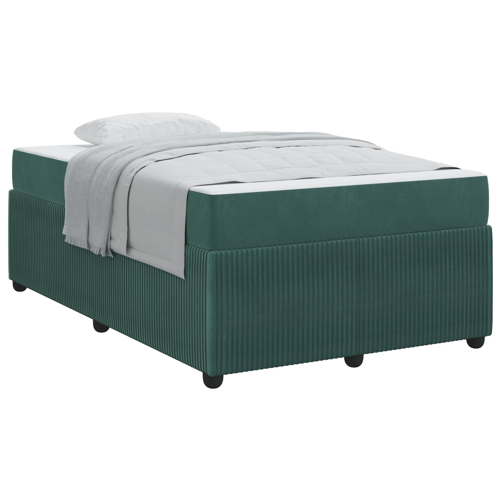 Cadre de lit avec matelas Vert foncé 120 x 190 cm tissu - XIOS