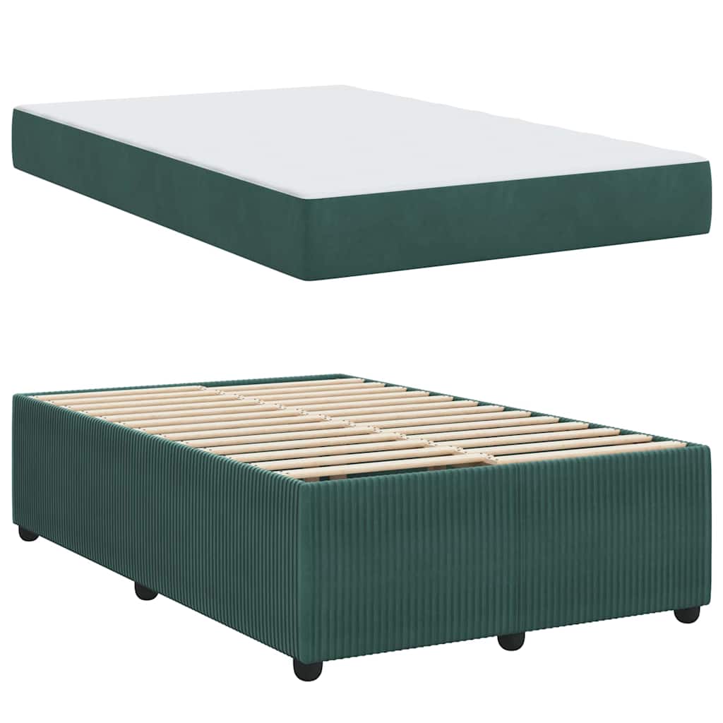 Cadre de lit avec matelas Vert foncé 120 x 190 cm tissu - XIOS