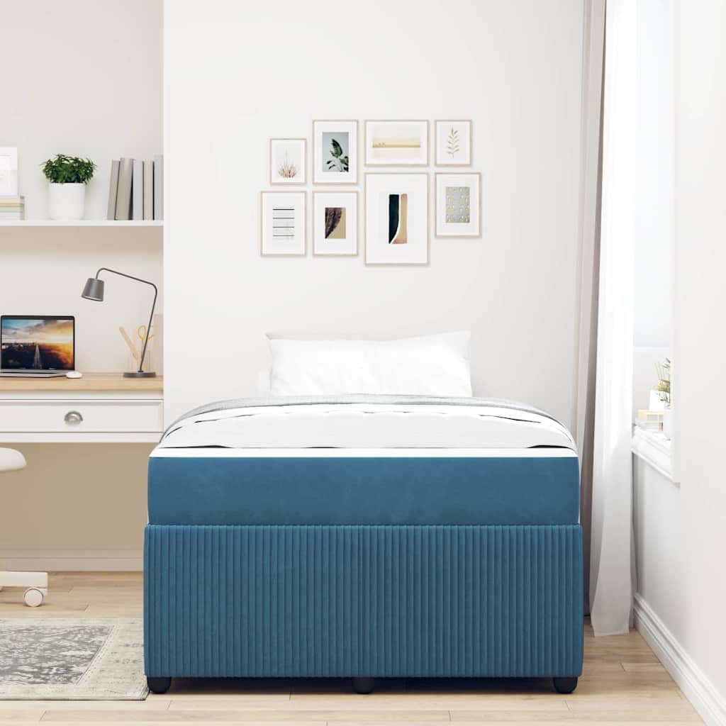 Cadre de lit avec matelas Bleu 120 x 190 cm tissu - XIOS